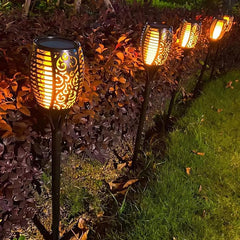 Liveasily 4 Pack Led Solar Torch Light with Flickering Flame Outdoor Waterproof Halloween Decorations, Solar Torches Stake Lights, Auto On/Off Solar Garden Lights Decorations