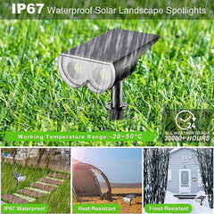 Linkind StarRay Solar Spot Lights Outdoor, 16 LEDs IP67 Waterproof Dusk-to-Dawn Landscape Spotlights, 6500K Daylight Wall Lights for Garden Yard Driveway Walkway, 2 Pack