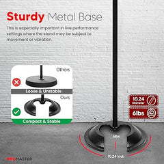 ProMaster ProSound Universal Mic Mount:Heavy Compact Base,Adjustable Height 33.46"-61",Steel Tube,Powder Coating Surface for Stability. Reliable Stand with Precise Balance,Ideal for Professional Use.