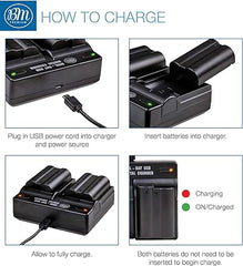 BM Premium 2 Pack of EN-EL15B Batteries and Dual Battery Charger for Nikon Z6, Z7, D780, D850, D7500, 1 V1, D500, D600, D610, D750, D800, D800E, D810, D810A, D7000, D7100, D7200 Digital Cameras