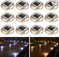 AGPTEK Solar Driveway Lights Outdoor, Solar Deck Lights 2 Color Modes Dock Lights Waterproof Driveway Markers Step Lights 12-Pack for Sidewalk Stair Garden Pathway Walkway Yard(Warm White/Cool White)