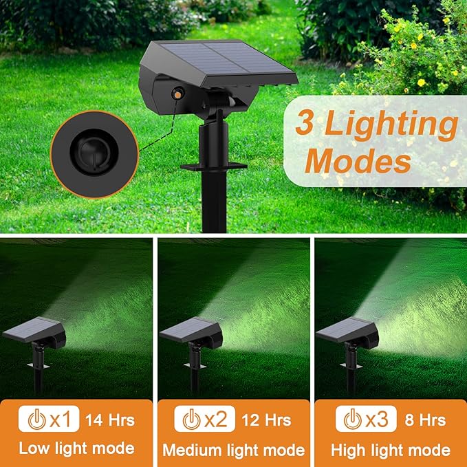 WELALO Solar Spot Lights Outdoor, [6 Pack/52 LED/3 Modes] 2-in-1 Solar Landscape Spotlights, Solar Powered Security Lights, IP65 Waterproof Wall Lights for Walkway Yard Garden Driveway(Cool White)