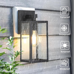 MAXvolador Outdoor Wall Lantern, Exterior Waterproof Wall Sconce Light Fixture, Matte Black Anti-Rust Wall Mount Light with Clear Glass Shade, E26 Socket Wall Lamp for Porch(Bulb Not Included)