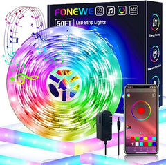 FONEWE LED Lights for Bedroom 50FT Music Sync LED Light Strips Color Changing LED Strip Lights with APP Control