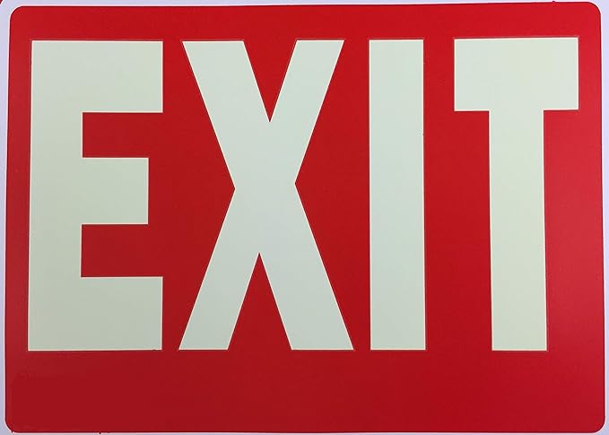 Exit Sign Glow-in-The-Dark Exit Sign, 12 by 8 Inches, Photoluminescent By natraco (2 Pack)