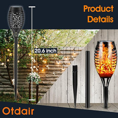 Otdair Solar Outdoor Lights, 16 Pack 12LED Solar Tiki Torches with Flickering Flame, IP65 Waterproof Mini Solar Torch Lights Auto On/Off for Garden, Patio, Yard, Pathway