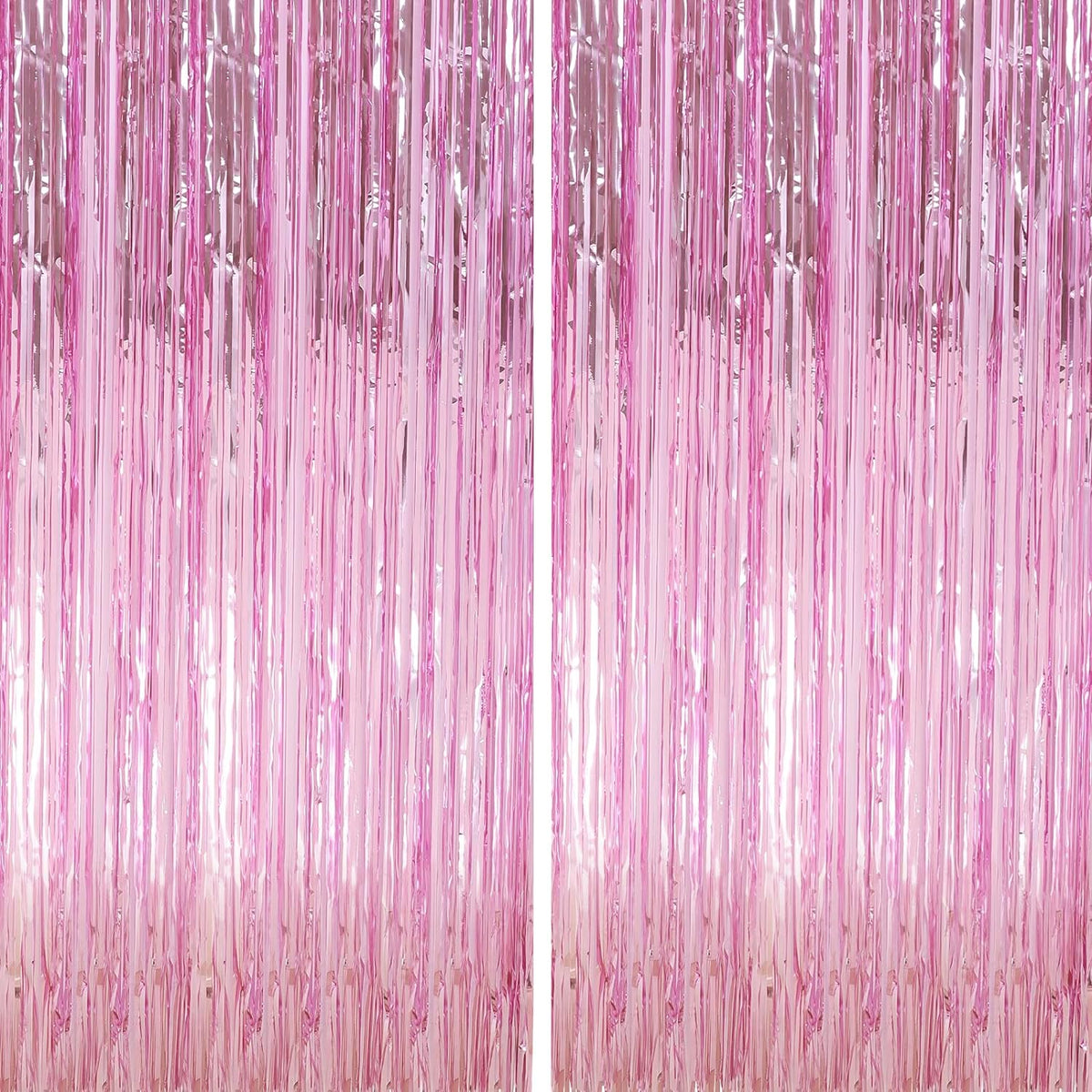 Crosize 2 Pack 3.3 x 9.9 ft Pink Foil Fringe Backdrop Curtain, Streamer Backdrop Curtains, Streamers Birthday Party Decorations, Tinsel Curtain for Parties, Galentines Decor, Preppy, Photo Booth