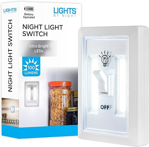 Lights by Night Wireless LED Light Switch, Battery Operated, 100 Lumens, Tap Light, Portable Light Switch, Wireless, Stick-On LED Lights, Under Cabinet, Closet, Basement and More, 39641 White