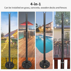 YITAHOME 4 Pack String Light Pole, 11ft 4-in-1 Outdoor String Light Pole Stand to Hang String Lights for Patio, Garden, Backyard, Wedding, Parties, Deck, Fence - Classic Black