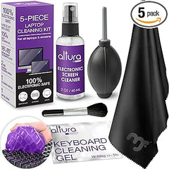 Laptop Cleaning Kit (5 pc) - Keyboard Cleaning Kit - Includes Laptop Screen Cleaner, Air Blower, Brush, Keyboard Gel, and Microfiber Cloth - PS4 Cleaner - Keyboard Cleaner & Computer Cleaner by Altura