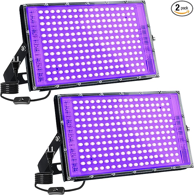 2 Pack 150W LED Blacklight, MEEKBOS UV Black Lights for Glow Party, IP65 Waterproof Outdoor UV Floodlight for Black Light Party,Body Painting,Fluorescent Painting,Birthday Parties,Neon Party,Halloween