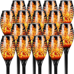 Otdair Solar Outdoor Lights, 16 Pack 12LED Solar Tiki Torches with Flickering Flame, IP65 Waterproof Mini Solar Torch Lights Auto On/Off for Garden, Patio, Yard, Pathway