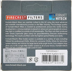 Firecrest ND 67mm Neutral density ND 2.7 (9 Stops) Filter for photo, video, broadcast and cinema production