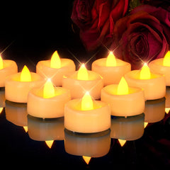 Velas sin llama, paquete de 24 velas LED de té que funcionan con pilas, duran más de 150 horas, velas de té sin llama para Halloween, Diwali, otoño, Navidad, bodas, diámetro de 1-1/2 pulgadas de alto 1-1/4 pulgadas