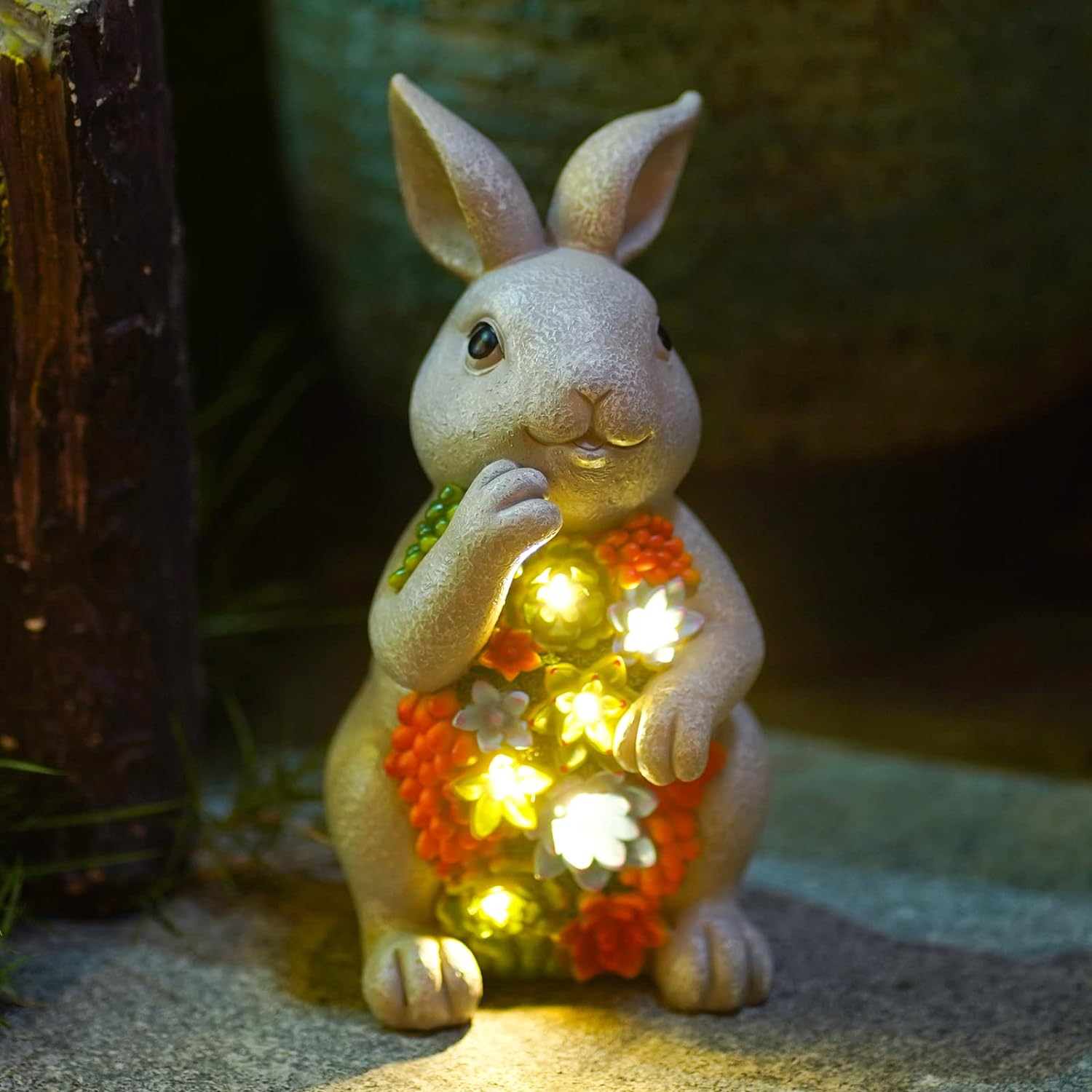 Nacome - Estatua de jardín solar con suculentas y 7 luces led, decoración de césped al aire libre, estatua de tortuga para patio, balcón, patio, adorno de césped, inauguración de la casa única (tortuga).