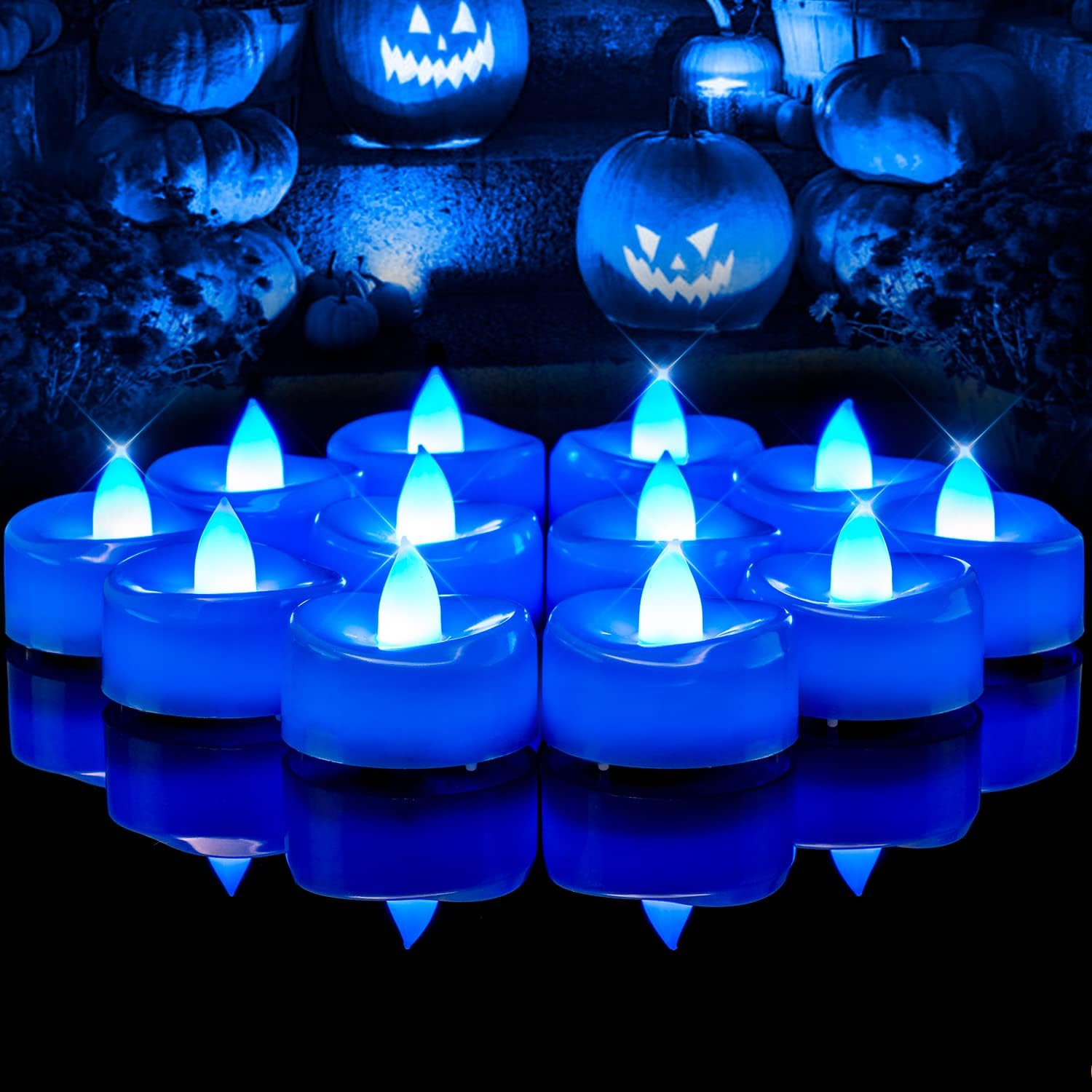 Velas sin llama, paquete de 24 velas LED de té que funcionan con pilas, duran más de 150 horas, velas de té sin llama para Halloween, Diwali, otoño, Navidad, bodas, diámetro de 1-1/2 pulgadas de alto 1-1/4 pulgadas