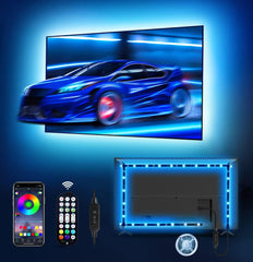 MATICOD Tira de luces LED RGB de 9.84 pies para TV detrás, USB para TV de 32 a 43 pulgadas, aplicación Bluetooth, control remoto, sincronización de música, retroiluminación de TV para sala de juegos